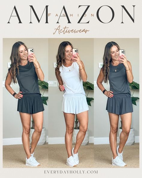 Cute Outfits With Athletic Shorts, Outfits With Athletic Shorts, Flowy Shorts Outfit, Shorts Workout Outfit, Flowy Running Shorts, Everyday Holly, Running Shorts For Women, Athleisure Sneakers, Tennis Shorts