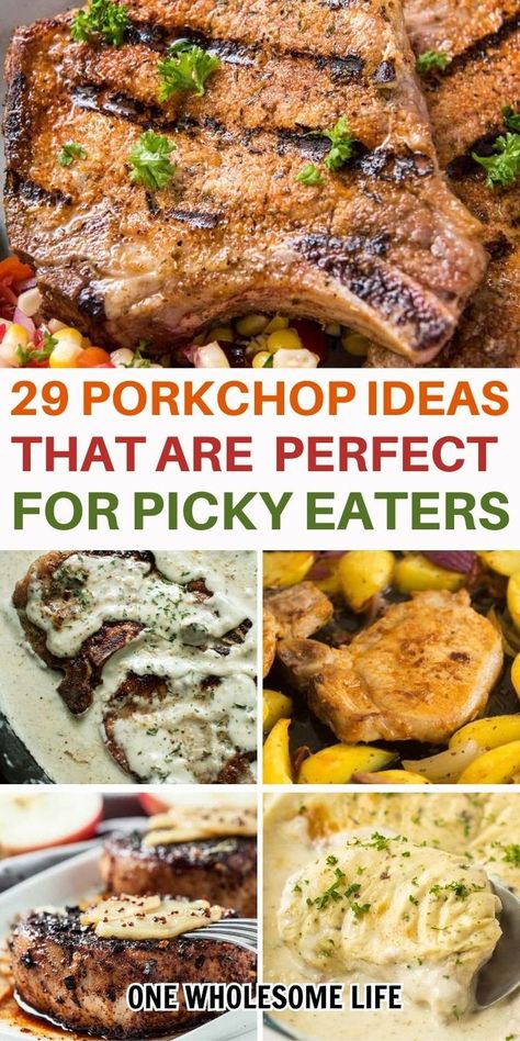 collage of pork chop recipes for dinner. Baked Poke Chops, Pork Loin Sirloin Chops Bone In Recipes, Pork Chop Recipes Skillet Boneless, Low Sodium Pork Chop Recipes, Iowa Chops Recipe, Pork Chop Meal Ideas, Pork Chop Recipes For Dinner, Baked Pork Chop Recipes, Bone In Pork Chop Recipe