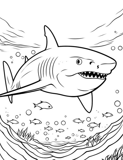 Shark Week Coloring Pages, Shark Coloring Pages Free Printable, July Themes, Happy Shark, Happy Birthday Coloring Pages, Puppy Coloring Pages, Shark Coloring Pages, Birthday Coloring Pages, Farm Animal Coloring Pages