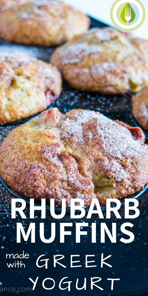 Muffins With Greek Yogurt, Recipes Rhubarb, Recipes Muffins, Fresh Rhubarb, Rhubarb Muffins, Rhubarb Desserts, Rhubarb Cake, Rhubarb Recipes, Muffin Recipe