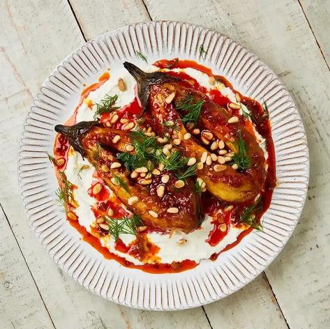 Yotam Ottolenghi’s burnt aubergine with feta and harissa oil Yotam Ottolenghi Recipes, Aubergine Recipe, Ottolenghi Recipes, Grilled Prawns, Yotam Ottolenghi, Valentines Food, Eggplant Recipes, Vegetarian Dishes, The Guardian