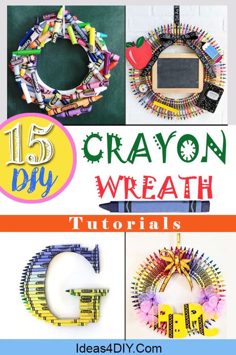 Teacher Crayon Wreath, Crayon Wreath, School Wreaths, Teacher Wreaths, Classroom Diy, Diy Crayons, Teachers Diy, Future Teacher, Teacher Discounts