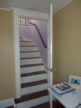 Attic Conversion - Traditional - Staircase - Boston - by Custom Contracting, Inc. Stairway Door, Home Decor Ideas Bathroom, Attic Staircase, Attic Renovation Ideas, Finished Attic, Garage Attic, Traditional Staircase, Attic House, Attic Flooring