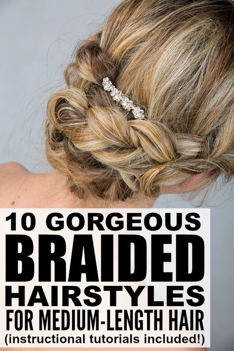 If you have shoulder-length hair and love to try out different updos to make yourself look trendy and stylish, check out this awesome collection of braided hairstyles for medium-length hair! These are perfect hairstyles for dirty hair, and I love that they can be dressed up or dressed down for different occasions. Full tutorials included! Medium Hair Braids, Tan Skin Blonde Hair, Shoulder Hair, Hairstyles For Medium Length Hair, Fancy Hairstyles, Medium Length Hair, Mid Length Hair, Shoulder Length Hair, Length Hair