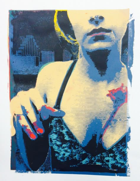 Self-portrait, silkscreen, serigraphy, printmaking, screen printing, Austin skyline, "Bloodshot", Amber Scanio Screen Printing Illustration, Screen Printing Inspiration, Silk Screen Art, Woodblock Printmaking, Austin Skyline, Art Alevel, Screen Printing Art, Screen Print Poster, Graphic Poster Art