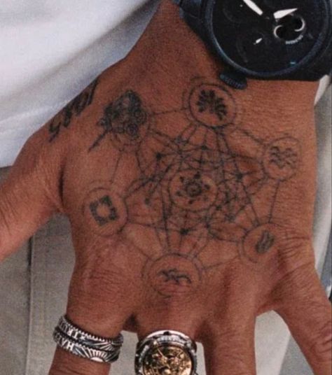 Spiritual Hand Tattoos, Hand With Ring, Flesh Tattoo, All Seeing Eye Tattoo, Wrist Tattoo Ideas, Animal Tattoo Ideas, Hand Tats, Magic Tattoo, Tattoos For Black Skin