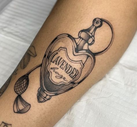 Vintage Perfume Bottle Tattoo, Glass Bottle Tattoo, Love Potion Tattoo, Perfume Tattoo, Tattoo Perfume, Potion Bottle Tattoo, Perfume Bottle Tattoo, Potion Tattoo, Inspo Tattoo