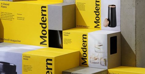 23 Packaging Designs That Feature the Use of the Color Yellow | Dieline - Design, Branding & Packaging Inspiration Furniture Packaging Design, Furniture Packaging, Electronic Packaging, Modern Plates, Dwell Magazine, Modern Packaging, Packaging Design Inspiration, Package Design, Box Design