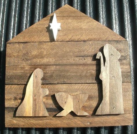 Pallet Decoration Ideas, Pallet Kids, Pallet Wood Christmas, Wooden Pallet Crafts, Pallet Home Decor, Wooden Nativity, Pallet Christmas Tree, Pallet Christmas, Wood Pallet Art