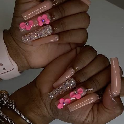 Pink Box Braids, February Nails, Colored Acrylic, Box Braid, Short Braids, Classic Nails, Pink Box, Pink Acrylic Nails, S B