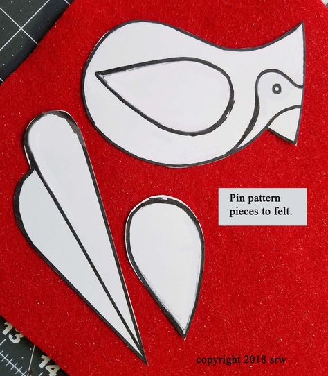 Kiln Projects, Cardinal Pattern, December Preschool, Felt Birds Ornaments, Bird Quilt Blocks, Christmas Birds, Felt Ornaments Patterns, Cardinal Ornaments, Christmas Felt