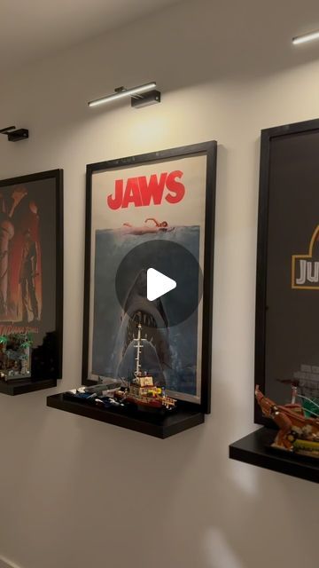 Lego Built Into Wall, Movie Memorabilia Room, Built In Lego Display, Movie Display Ideas, Ways To Display Legos, Boys Room Lego Display, Lego Display Bedroom, How To Display Legos In Boys Room, Lego Room Display