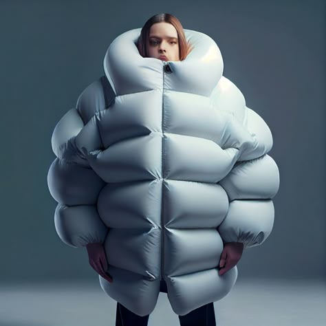 Giant Puffer Jacket, Rp Emo Theme, School Character Design, Big Puffer Jacket, Inflatable Clothing, Flow Concept, Fashion Puffer Jacket, Puffer Fashion, Leather Coat Outfit