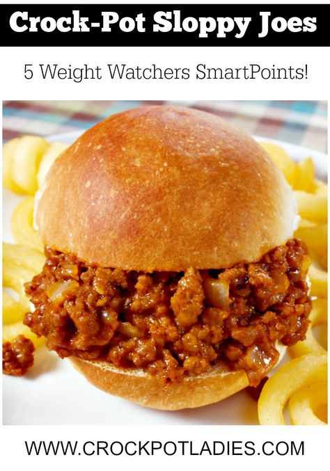 Ww Sloppy Joes Weight Watcher Recipes, Weight Watcher Sloppy Joe Recipes, Low Calorie Sloppy Joes, Ww Sloppy Joes, Low Sodium Sloppy Joes, Sugar Free Sloppy Joes Recipe, Weight Watchers Crockpot Meals, Crock Pot Weight Watchers Recipes, Weight Watcher Crock Pot Recipes