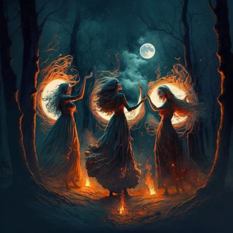 Three Sisters Aesthetic, Moon Sisters, Full Moon Halloween, 3 Witches, Sisters Of The Moon, Witch Sisters, Witches Dance, Maiden Mother Crone, Pagan Spirituality