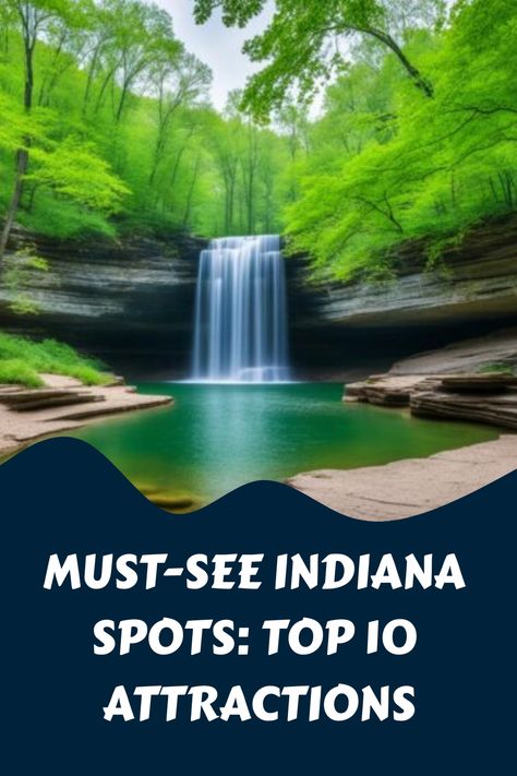 Serene waterfall cascading into a tranquil pool surrounded by lush greenery, promoting top attractions in Indiana. Places To Visit In Indiana, Places To See In Indiana, Indiana Things To Do, Indiana Bucket List, Things To Do In Indiana, Serbia Travel, Indiana Travel, Northern Indiana, Fun Travel