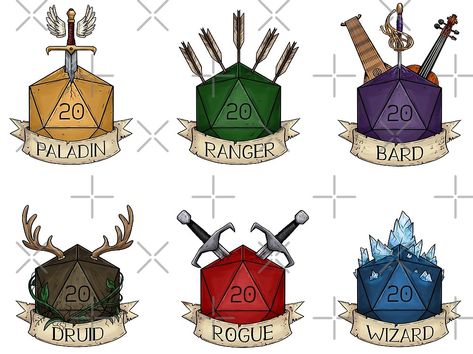 «D20 - Selección de mini clase» de sheppard56 | Redbubble Rogue Tattoo, Dnd Assets, Dungeon Master's Guide, Dnd Races, Dungeons And Dragons Art, Fantasy Tattoos, Dungeons And Dragons Classes, D20 Dice, D&d Dungeons And Dragons