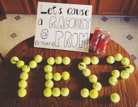 Prom Puns, Winter Formal Proposal, Formal Proposal, Prom Invites, Formal Proposals, Cute Prom Proposals, Asking To Prom, Dance Proposal, Tennis Funny