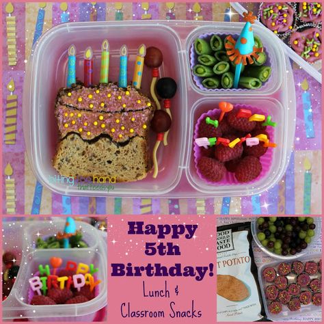 Biting The Hand That Feeds You: Happy 5th Birthday Bento and Classroom Snacks! Happy Birthday Lunch Box Ideas, Birthday Lunchbox Ideas For Kids, Kids Birthday Lunch Box Ideas, Birthday Packed Lunch, Birthday Lunchbox Ideas, Birthday Lunch Ideas For Kids, Birthday Lunch Box Ideas, Birthday Lunch Ideas, Birthday Bento