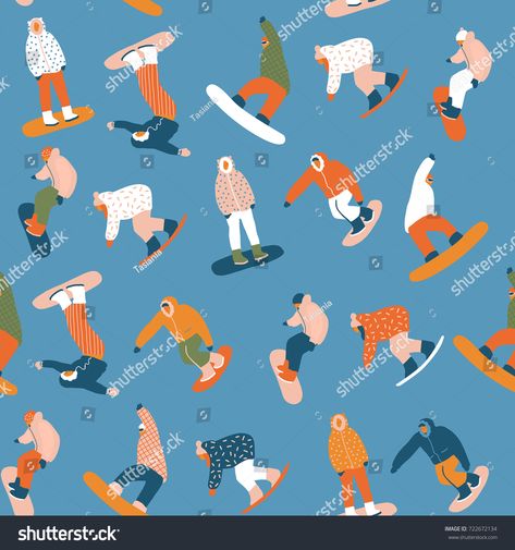 Snowboarding seamless pattern with people with snowboard. Winter sport illustration in vector. #Ad , #AD, #pattern#people#Snowboarding#seamless Snowboarder Illustration, Sport Illustration, Winter Sport, Ski And Snowboard, Ski Resort, Snowboarding, Seamless Pattern, Seamless Patterns, Skiing