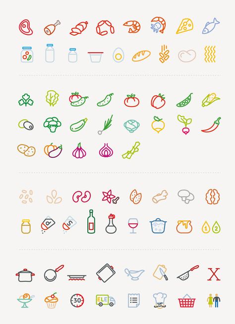 Elementaree set by MAXIM ALI, via Behance Zestaw Ikon, Sketch Note, Icon Design Inspiration, Graphisches Design, App Design Inspiration, Design Thinking, 로고 디자인, Food Illustrations, Logo Icons