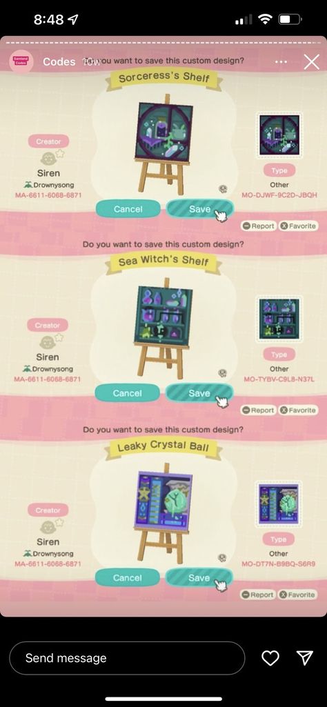 Acnh Witchy Code, Animal Crossing Celestial, Animal Crossing Witchy Island, Witchy Shelves, Acnh Bamboo, Acnh Witchcore, Acnh Wisteria, Acnh Mermaid, Animal Crossing Autumn