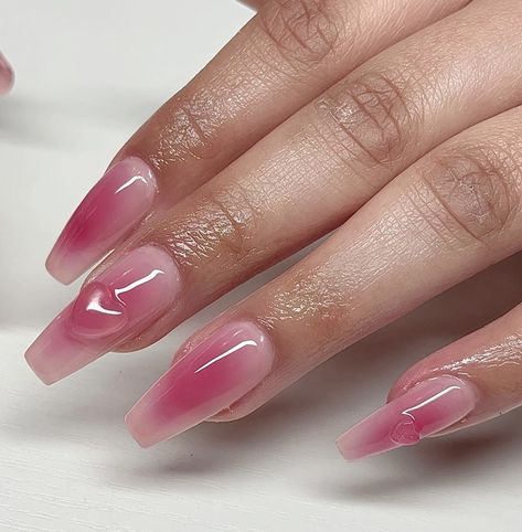 Blush Pink Nail Designs, Blush Nails Korean, Korean Blush Nails, Jelly Pink Nails, Aura Nail, Quinceanera Nails, Acrylic Nails Nude, Special Nails, Asian Nails