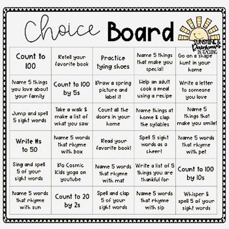 At Home Choice Board is now ready to go. We start our elearning next week. My students will be able to choose one or more of the… Reading Toolkit, Student Choice Boards, 1st Grade Homework, Math Choice Boards, Digital Learning Classroom, Summer Packet, Learning Preschool, Choice Board, Choice Boards