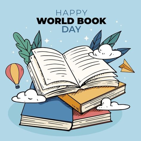 Hand drawn world book day illustration | Free Vector #Freepik #freevector #hand drawn Lovers Day Images, Happy World Book Day, National Book Lovers Day, World Reading Day, Book Lovers Day, Literacy Day, Reading Posters, Books To Read For Women, Day Illustration