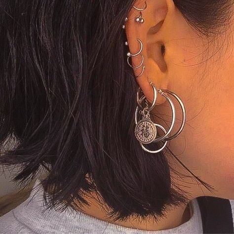 Cool Ear Piercings, Pretty Ear Piercings, Cool Piercings, Cute Ear Piercings, Cute Piercings, Daith Piercing, Dope Jewelry, Funky Jewelry, Piercing Tattoo