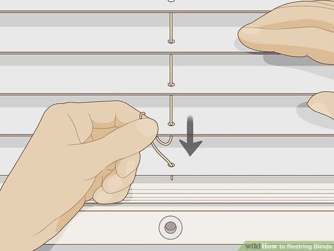 How to Restring Blinds (with Pictures) - wikiHow How To Fix Blinds, Faux Blinds, Paper Blinds, Blind Repair, Cheap Blinds, Horizontal Blinds, Rv Repair, Cleaning Blinds, Faux Window