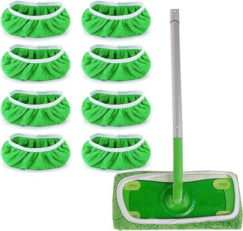 Amazon.com: JEBBLAS Reusable Mop Pads Washable Mop Refills for Swiffer Sweeper, Microfiber Replaments Mop Pads,Dry Or Wet Use, Machine Washable, Pack of 8 (Mop is Not Included) : Health & Household Swiffer Sweeper, Best Steam Cleaner, Swiffer Pads, How To Clean Laminate Flooring, Reusable Mop Pads, Tile Making, Cleaning Inspiration, Vacuum Mop, Cleaning Pet Hair