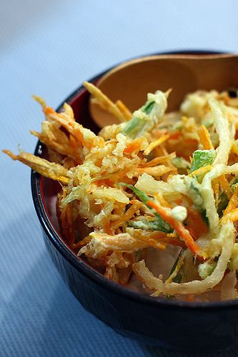 Kakiage. Vegetable Fritters Kakiage Recipe, Kakiage Tempura, Tempura Batter Recipe, Tempura Sauce, Tempura Vegetables, Vegetable Tempura, Tempura Recipe, Tempura Batter, Batter Recipe