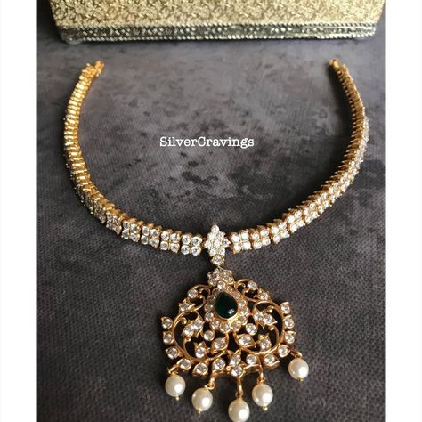 White Stones Necklace, Diamond Attigai, Attigai Necklace Gold, Diamond Attigai Necklace, Festive White Temple Necklace With Cutdana, Elegant Gold Temple Necklace With Cutdana, Festive White Cutdana Temple Necklace, White Stone Necklace Indian Gold, Addigai Necklace Gold