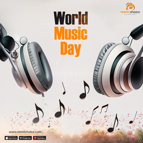 Enjoy unlimited fee-free transactions with Remit Choice while listening to your favorite music. Happy International Music Day! #Enjoy #Music #RemitCHoice #Remittance #Sendmoney #HappyMusicDay Happy World Music Day, International Music Day, World Music Day, Music Day, Music Happy, International Music, Send Money, App Store Google Play, World Music