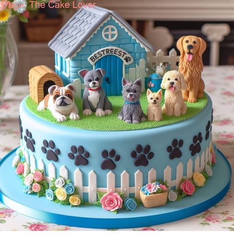 Puppies Cake, Birthday Cake Puppy, Puppy Dog Cakes, Puppy Birthday Cakes, 7th Birthday Cakes, Puppy Cake, Rabbit Cake, Amazing Food Decoration, Dog Birthday Cake