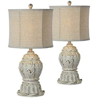 Forty West Naomi Antique White Table Lamps Set of 2 French Country Lamps, Witch's Cottage, French Country Table, Distressed Table, Cottage Table, Lamp Set, Table Lamp Wood, Rustic Lodge, Table Lamp Design