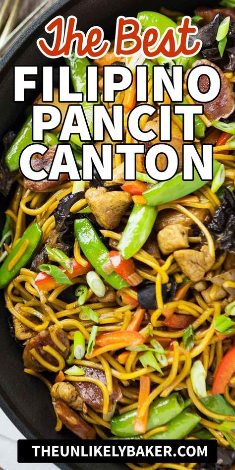 Chicken Pancit Recipe, Philapino Recipes, Pancit Canton Recipe, Low Fat Vegetarian Recipes, Easy Asian Dishes, Phillipino Food, Filipino Pancit, Pancit Recipe, Pancit Canton