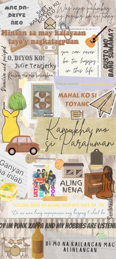 Free to use wallpaper of some of the most iconic lyrics of the legendary Filipino band of 90s, Eraserheads. Filipino Music Aesthetic, Eraserhead Band Philippines Wallpaper, Filipino Aesthetic Background, Filipino Subject Wallpaper, Eraserhead Band, Eraserhead Band Philippines, Filipino Art Aesthetic, Filipino Wallpaper Aesthetic, Filipino Wallpaper