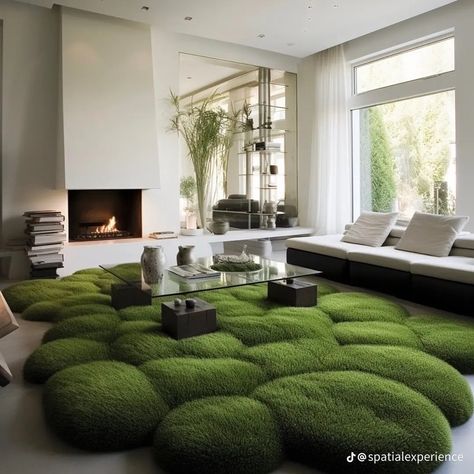 Mossy Green Living Room, Cool Couches, Home Decor Aesthetic, Aesthetic Home Decor, Future Apartment Decor, Living Room Rugs, Home Aesthetic, Decor Wallpaper, Home Design Ideas