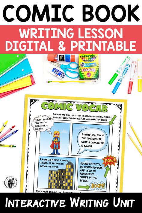 Are you looking to engage your reluctant writers and also have fun teaching the writing process? With this Comic Book Writing Lesson, your students will go through the writing process, from brainstorming to eventually creating a comic, all while having fun! Cover characterization, setting, adjectives, quotation marks, and dialogue, plus much more with a fun writing lesson perfect for multiple grades! Second Grade Sentence Writing, How To Teach Informative Writing 2nd Grade, Free Writing Prompts For Second Grade, Second Grade Writing Prompts Free, Creating A Comic, Writers Workshop Second Grade, Comic Book Writing, Third Grade Lessons, Creative Writing Lesson