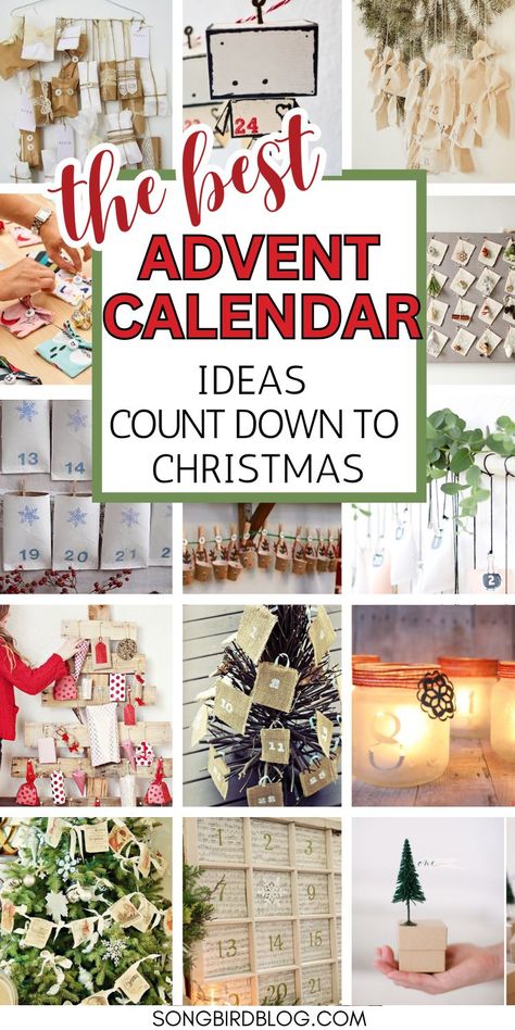 Long grid of Christmas countdown calendar ideas. Text overlay: the best advent calendar ideas count down to Christmas. Painted Advent Calendar Ideas, Countdown To Christmas Diy, Count Down To Christmas Ideas Diy, Diy Wood Advent Calendar, Fabric Advent Calendar Diy, Advent Calendar Ideas Diy Adults, Wooden Advent Calendar Ideas, Countdown Calendar Ideas, Christmas Countdown Ideas