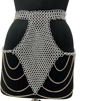 Butted Chainmail Skirt Unique Designer Butted Aluminium Skirt with Golden Chain Decoration Chain Mail Skirt, Chainmail Skirt, Designer Skirt, Ring Pattern, Diy Clothes Design, Unique Dress, Golden Chain, Chain Mail, Fashion Toys