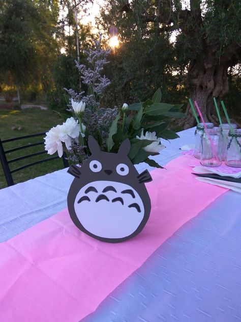 Totoro Centerpiece, Studio Ghibli Baby Shower Ideas, Studio Ghibli Party Decorations, Totoro Party Decorations, Totoro Birthday, Studio Ghibli Party, Totoro Party, Baby Gender Reveal Party Decorations, Birthday Theme Decoration