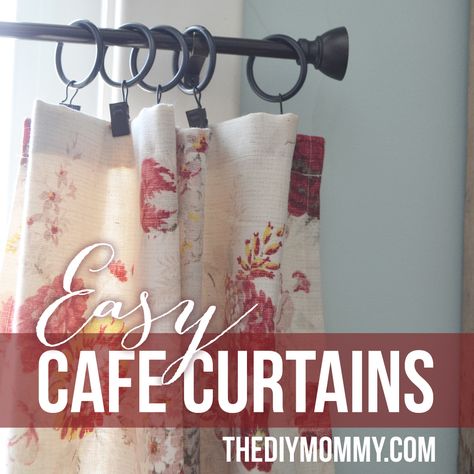 Sew Easy Cafe Curtains Shabby Chic Office, Diy Mommy, Pocket Curtains, Estilo Shabby Chic, No Sew Curtains, Shabby Chic Curtains, Sewing Easy Diy, Shabby Chic Living, Drop Cloth Curtains