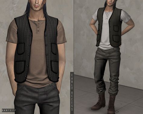 Vest Jeans, Character Clothes, Male Clothes, Boys Vest, Jean Jacket Men, The Sims 4 Download, Female Clothes, Sims4 Clothes, Best Sims