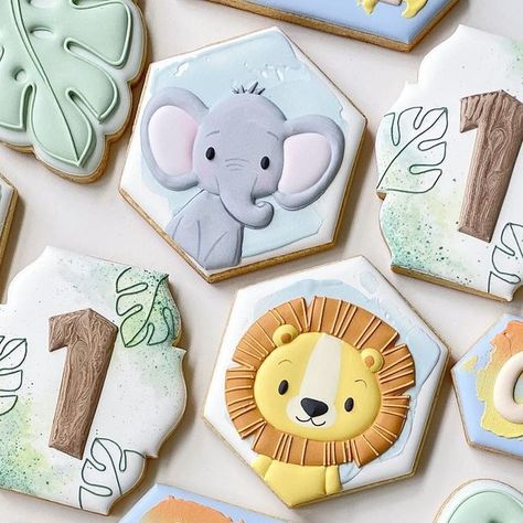 Jungle Animal Cookies Decorated, Safari Baby Shower Boy Cookies, Safari Cookies Decorated, Lion Sugar Cookies, Safari Baby Shower Cookies, Jungle Cookies, Zebra Cookies, Tiger Cookies, Lion Cookies