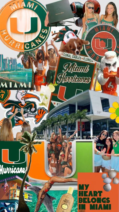 University Of Miami Football, Umiami College Aesthetic, University Of Miami Aesthetic, Umiami College, U Miami, U Of Miami, Miami College, Dream University, College Gameday Outfits