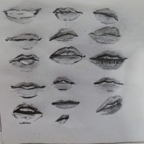 Smiling Lips Reference, Lip Styles Drawing, How To Draw Smiling Eyes, Smile Sketch Lips, How To Draw A Smiling Mouth, How To Draw Lips Smiling, Lips Smiling Drawing, Open Smile Drawing, Pout Face Drawing