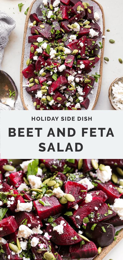 Beet and Feta Salad Beet And Dill Salad, Beets Salad With Goat Cheese, Fresh Beets Recipe Salad, Berry Beet Salad, Beet Mint Salad, Beets And Feta Cheese, Salad Recipes Beets, Beet And Tomato Salad, Beat Feta Salad